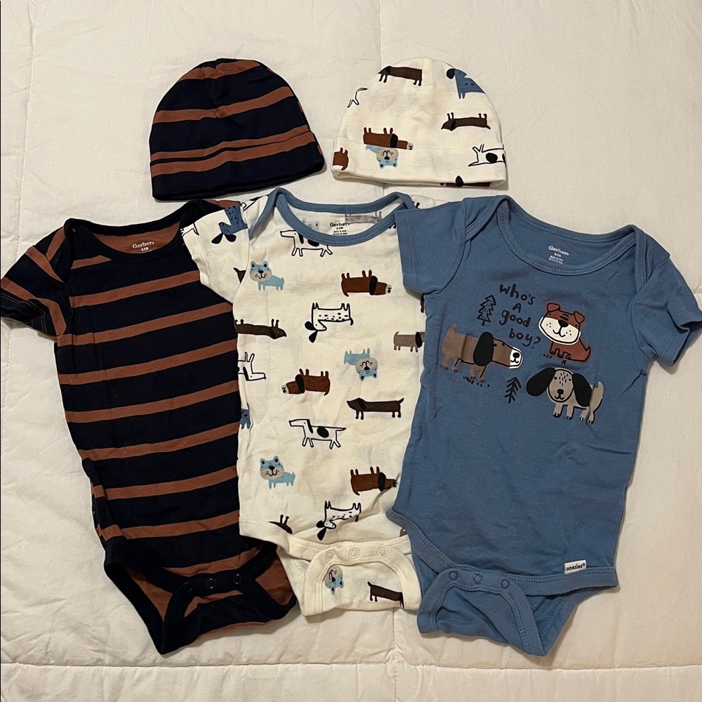 Gerber Cotton Baby Dog Print 5-Piece Set